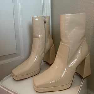Croc cream boots